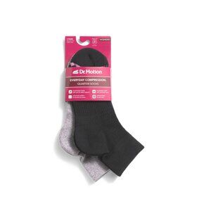 DR MOTION Black 2pk Compression Quarter Socks